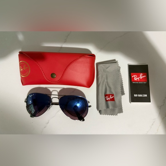 Polarized custom Ray Bans Ray-Ban Aviator XL blue Pink Gradient Lens Tortoise - Picture 1 of 11